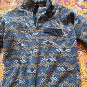 Patagonia Men's Geometric Fleece Pullover - Blue, Brown, and Green